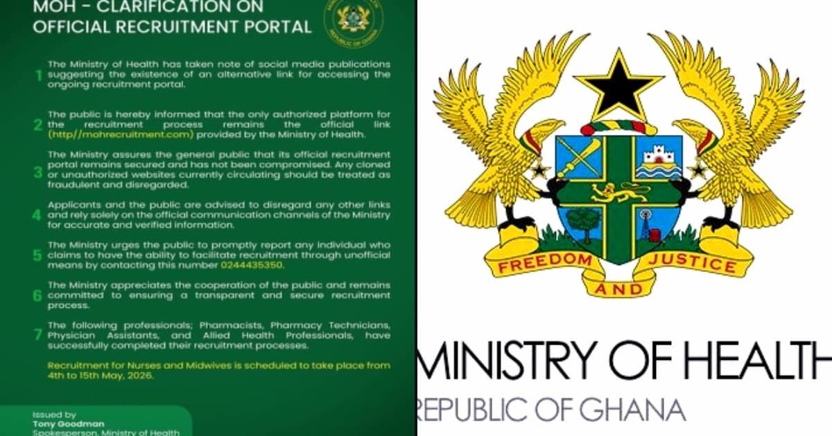 The Health Ministry has cautioned the public to steer clear of a fraudulent hiring website.