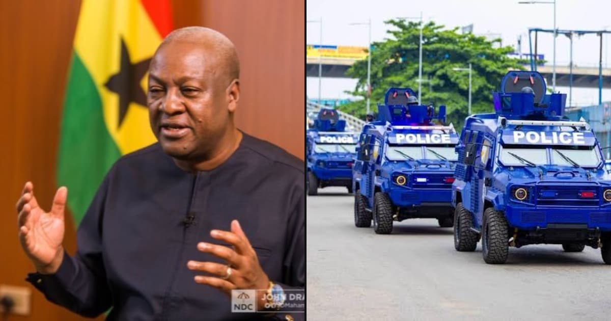 President Mahama commits to supplying 40 additional armoured vehicles to strengthen police operations.
