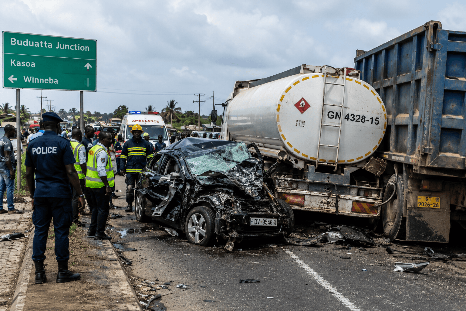 Tragedy on Kasoa-Winneba Highway: Couple and 4-Month-Old Baby Killed in Fatal Crash at Buduatta Junction