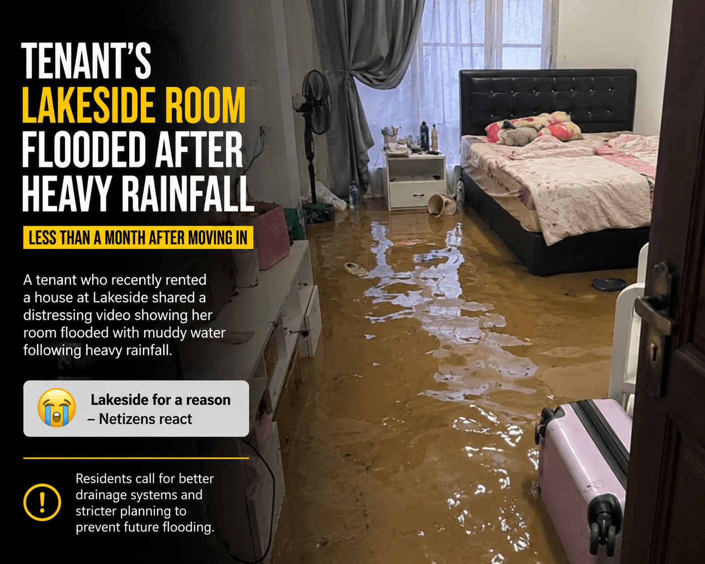 Less Than a Month After Moving In, Tenant Wakes Up to Find Her Lakeside Room Under Water