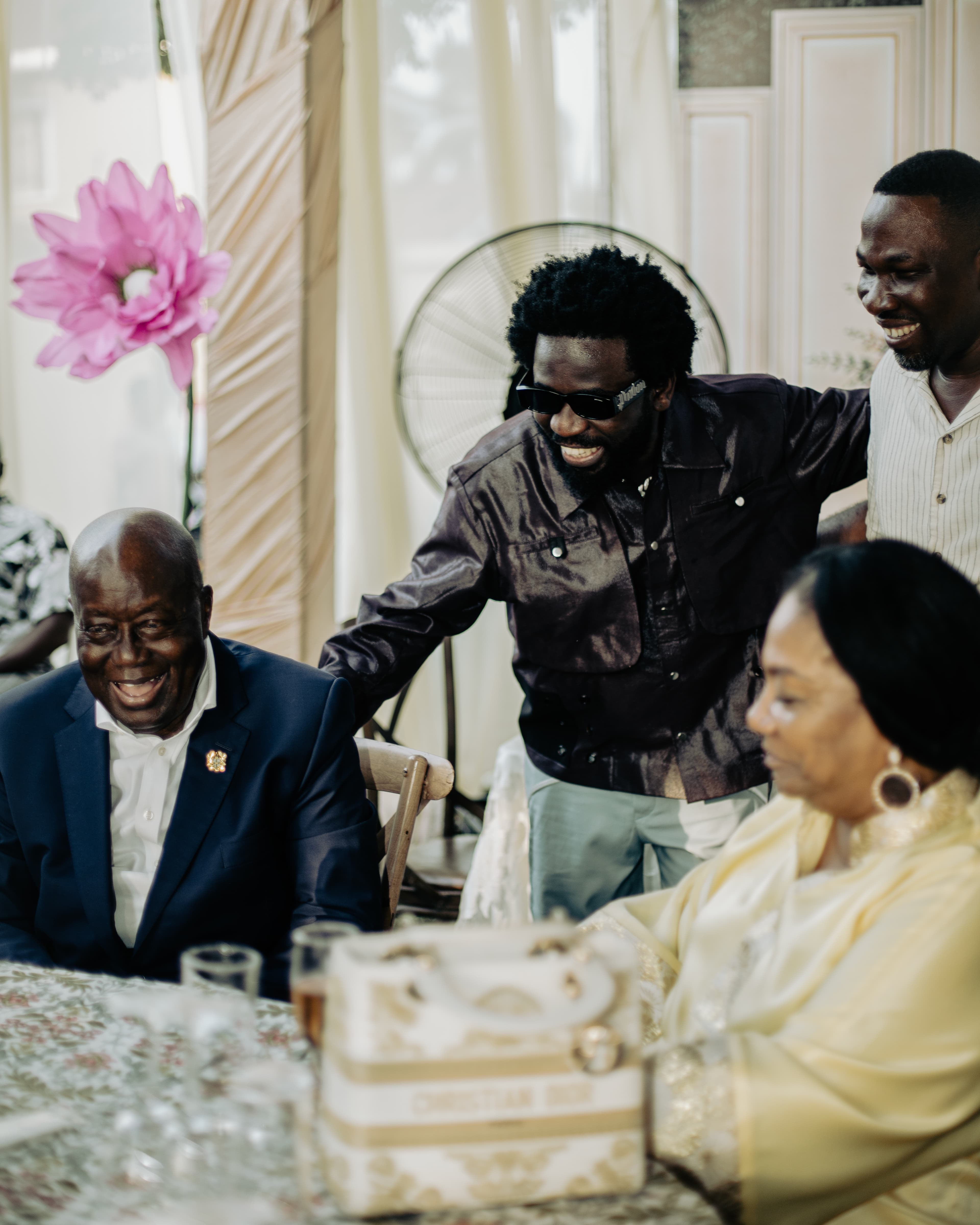 Bisa Kdei Exchanges Pleasantries with Former President and Wife